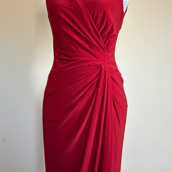 Lauren Ralph Lauren Sleeveless Maxi Evening Gown Ruched Sz 6 Red Formal Elegant - Picture 3 of 16